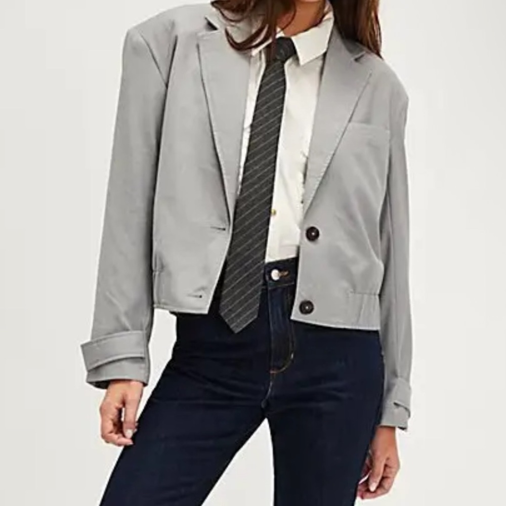 NWOT FREE PEOPLE Agnes Solid Jacket - Heather Grey